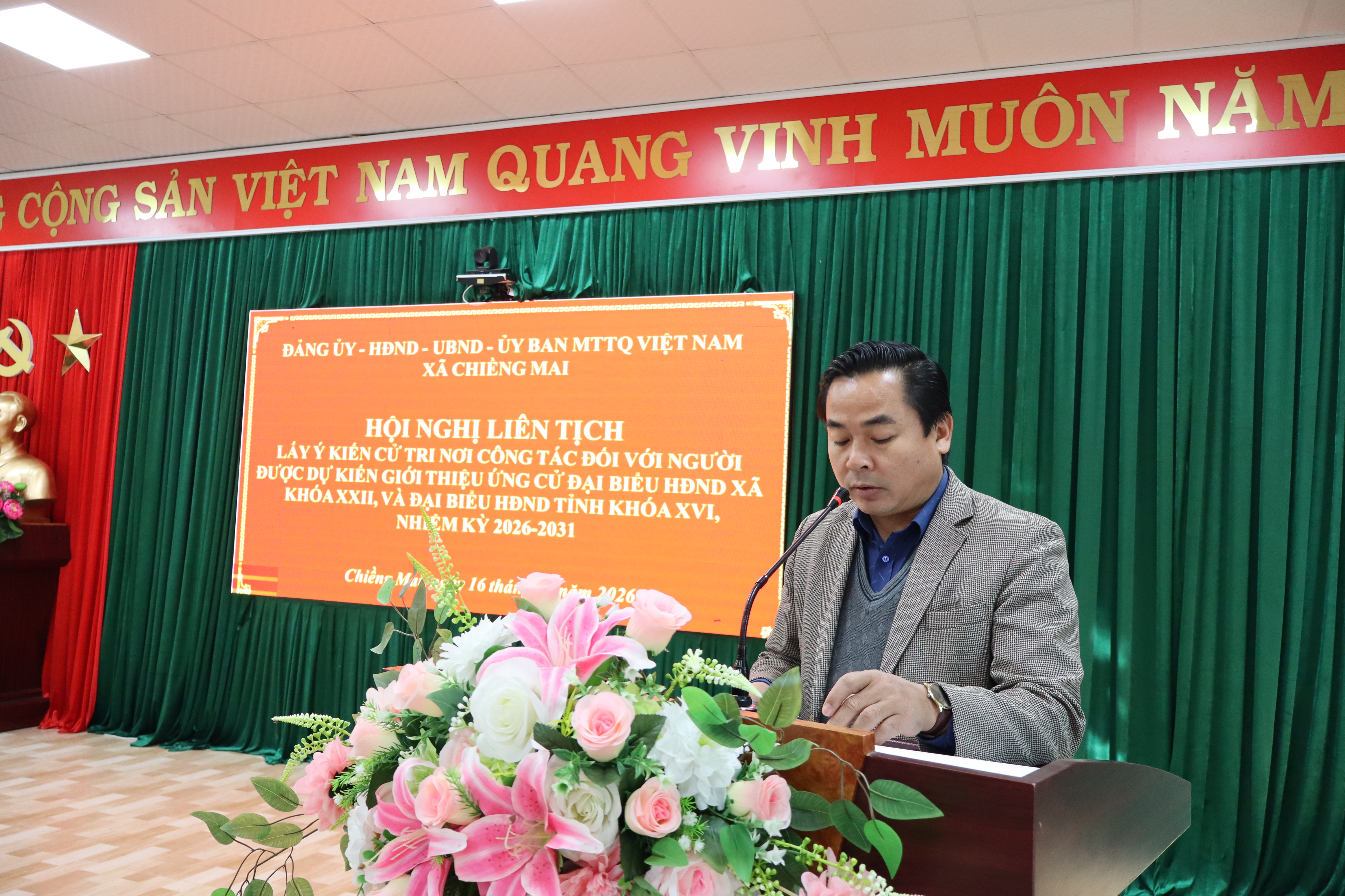 Hội nghị lấy ý kiến cử tri nơi công tác đối với người được giới thiệu ứng cử đại biểu HĐND tỉnh khóa XVI và đại biểu HĐND xã Chiềng Mai, khóa XXII, nhiệm kỳ 2026-2031